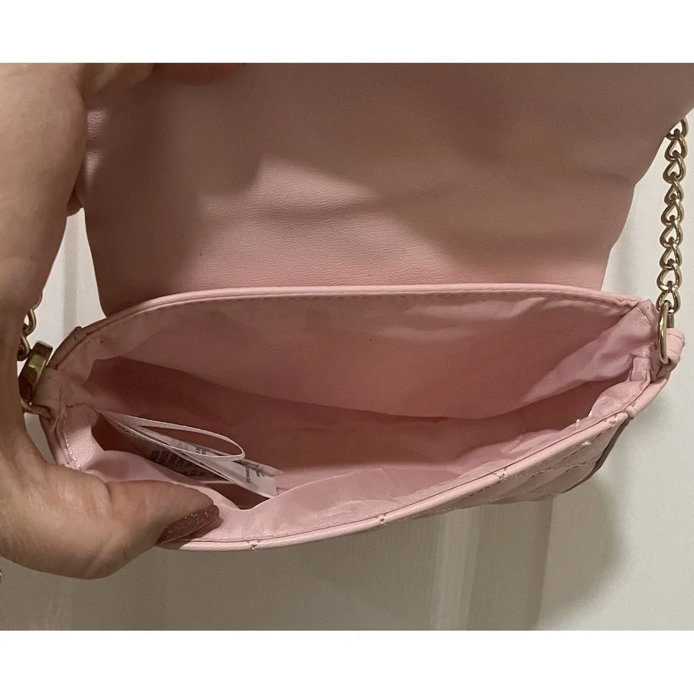 H&M Girls Pink Quilted Crossbody Bag Heart Clasp Kids Easter Dress Up Mini Purse